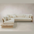 Modern Minimalist Wooden Platform L-Shaped Sofa