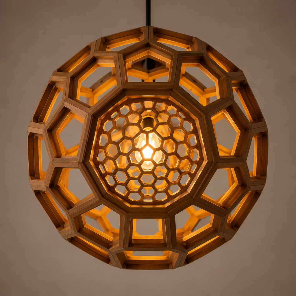 Honeycomb Wooden Pendant Light – Handcrafted Designer Hanging Lamp