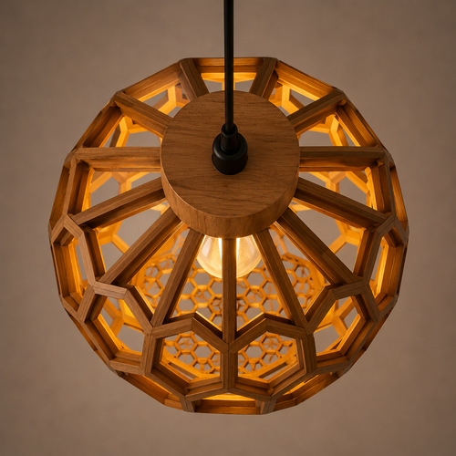 Honeycomb Wooden Pendant Light – Handcrafted Designer Hanging Lamp